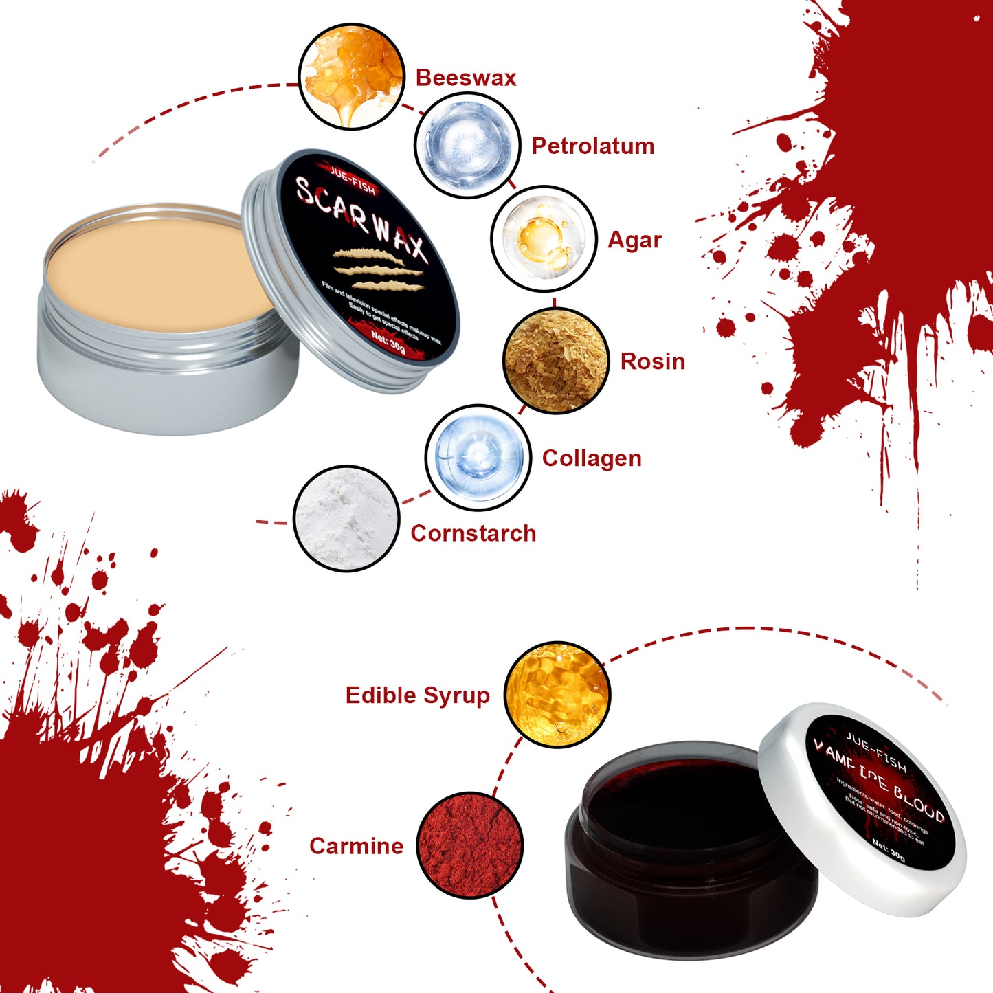 Sfx Makeup Kit Halloween Makeup Kit Halloween Fake Blood Makeup Kit Halloween Scary Face Makeup Sfx Makeup Fake Wound Scar For Art,Theater,Halloween,Parties And Cosplay