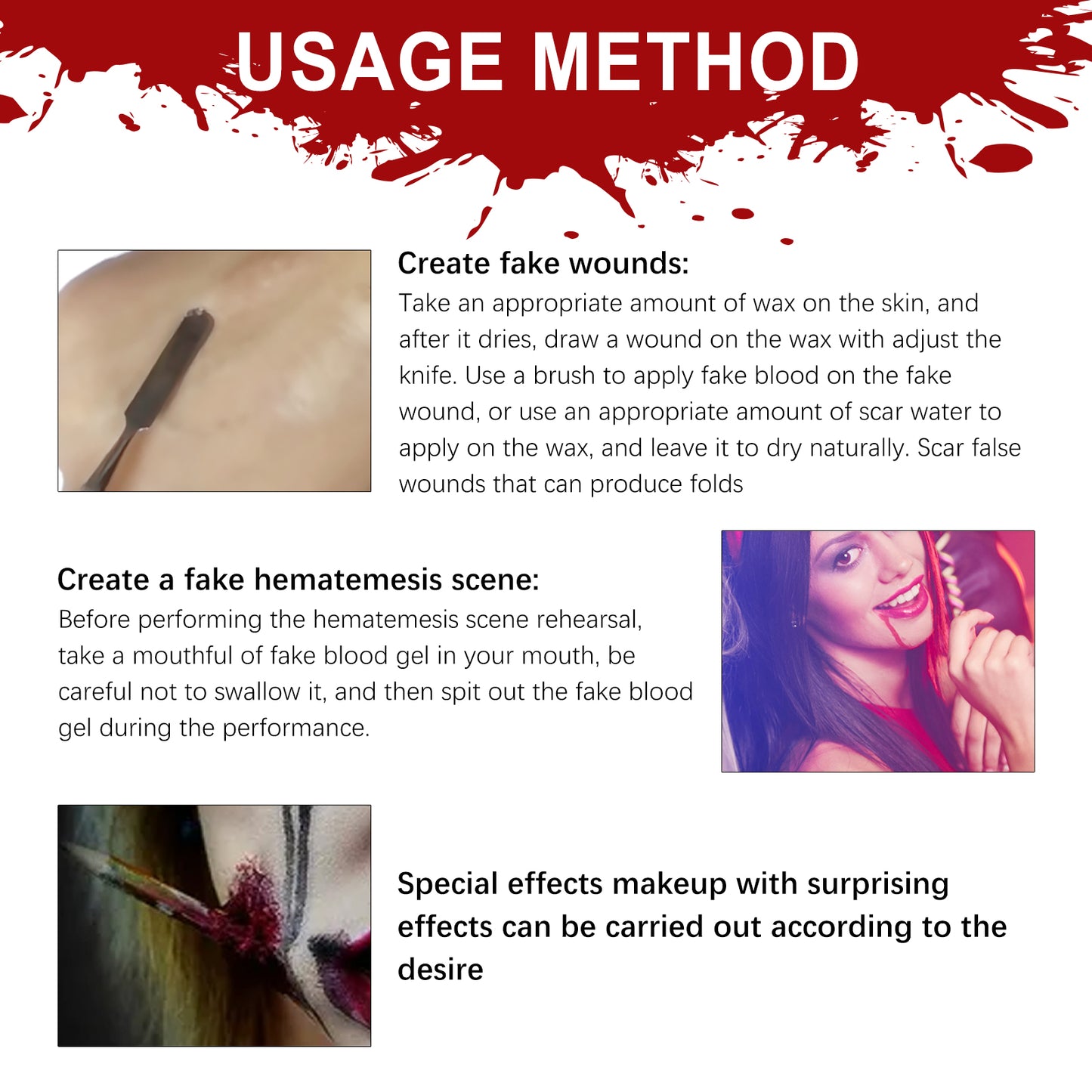 Sfx Makeup Kit Halloween Makeup Kit Halloween Fake Blood Makeup Kit Halloween Scary Face Makeup Sfx Makeup Fake Wound Scar For Art,Theater,Halloween,Parties And Cosplay