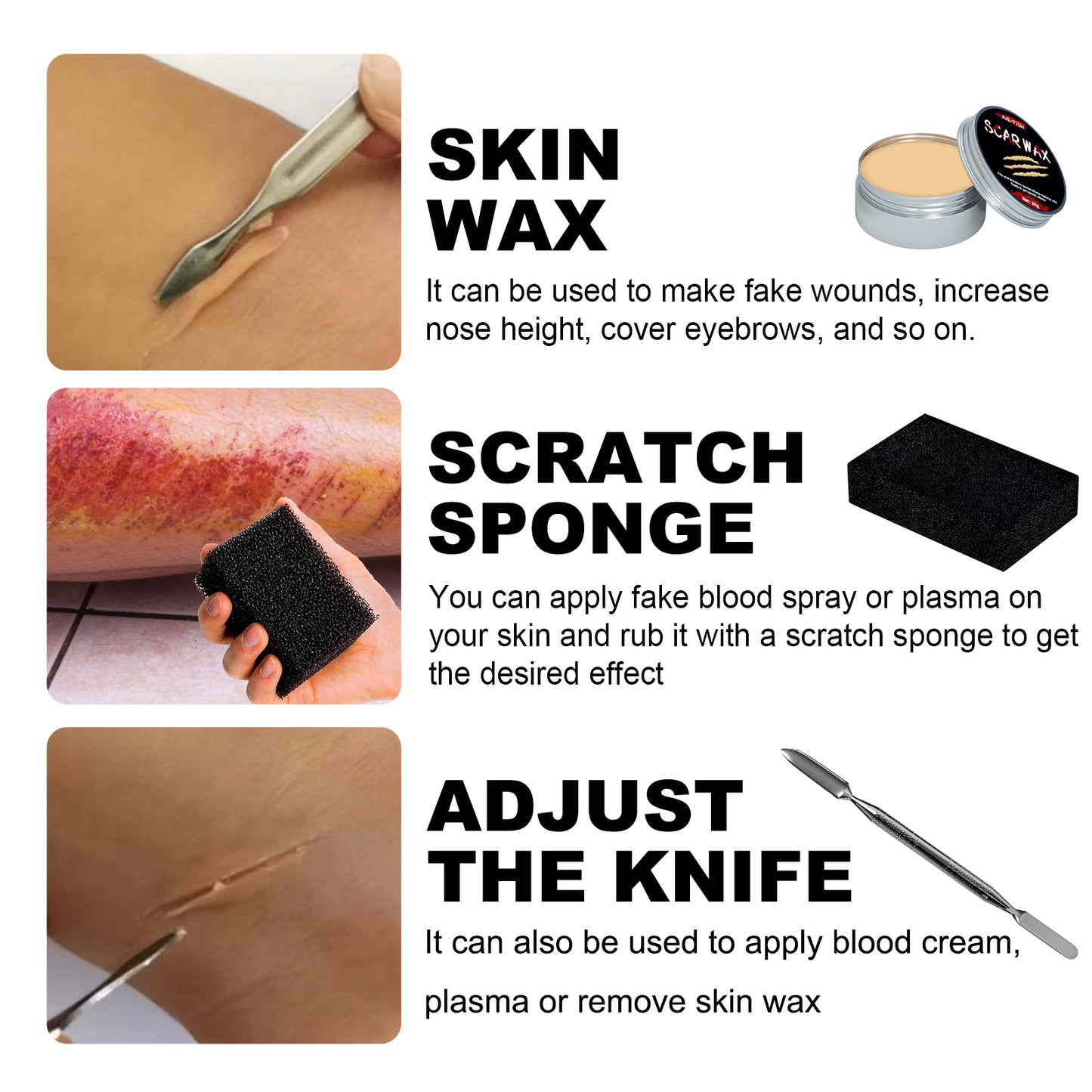 Sfx Makeup Kit Halloween Makeup Kit Halloween Fake Blood Makeup Kit Halloween Scary Face Makeup Sfx Makeup Fake Wound Scar For Art,Theater,Halloween,Parties And Cosplay